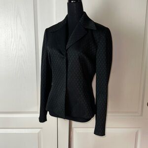 TAHARI BLACK SUBTLE DIAMOND PRINT BUSINESS WORK BLAZER